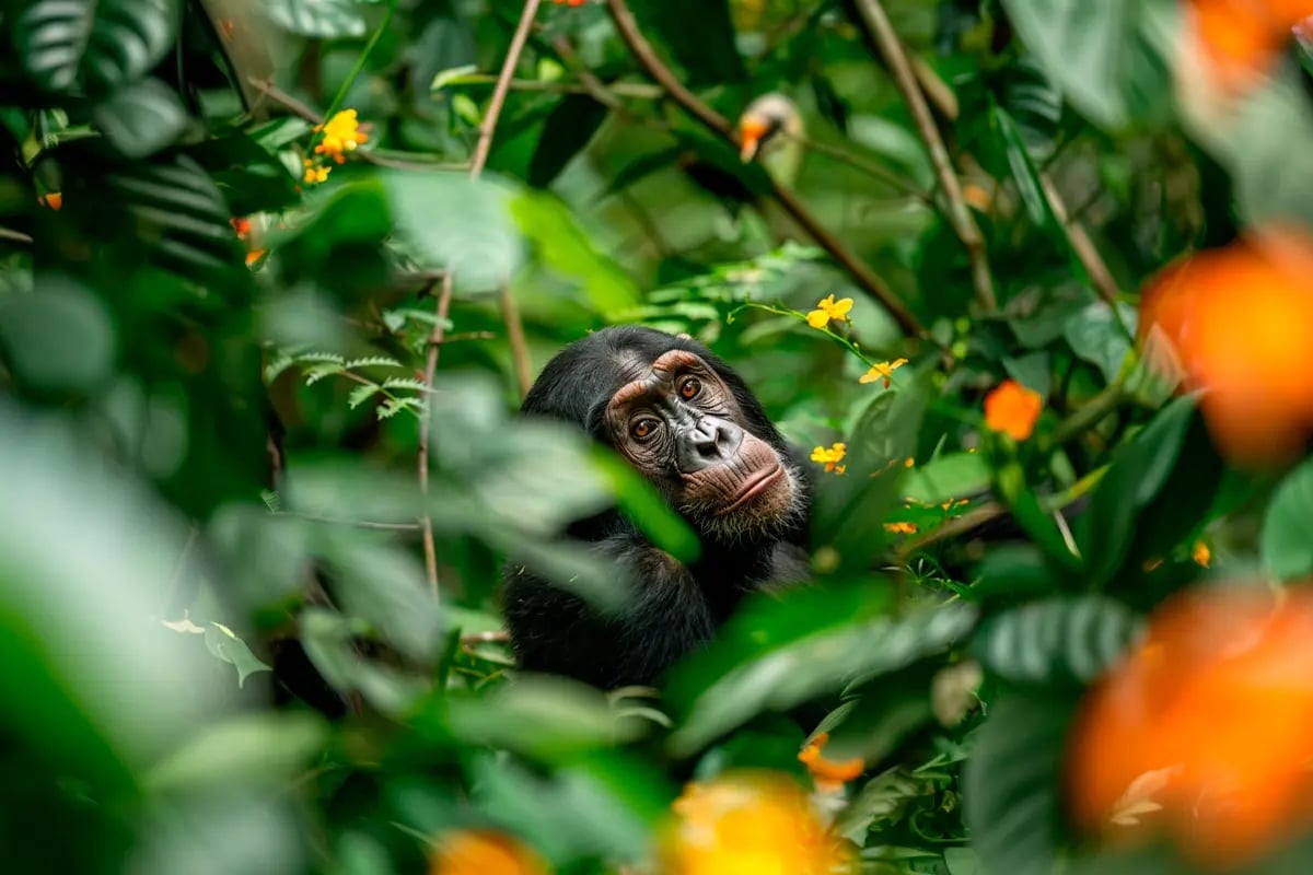 Carbon credits explained_Bulindi chimpanzee in its natural habitat_visual 4