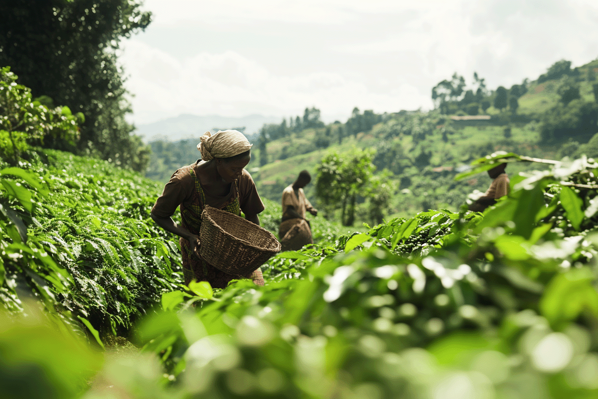 Carbon projects_ their importance and benefits_African farmers picking coffee beans in a plantations of Uganda_visual 5