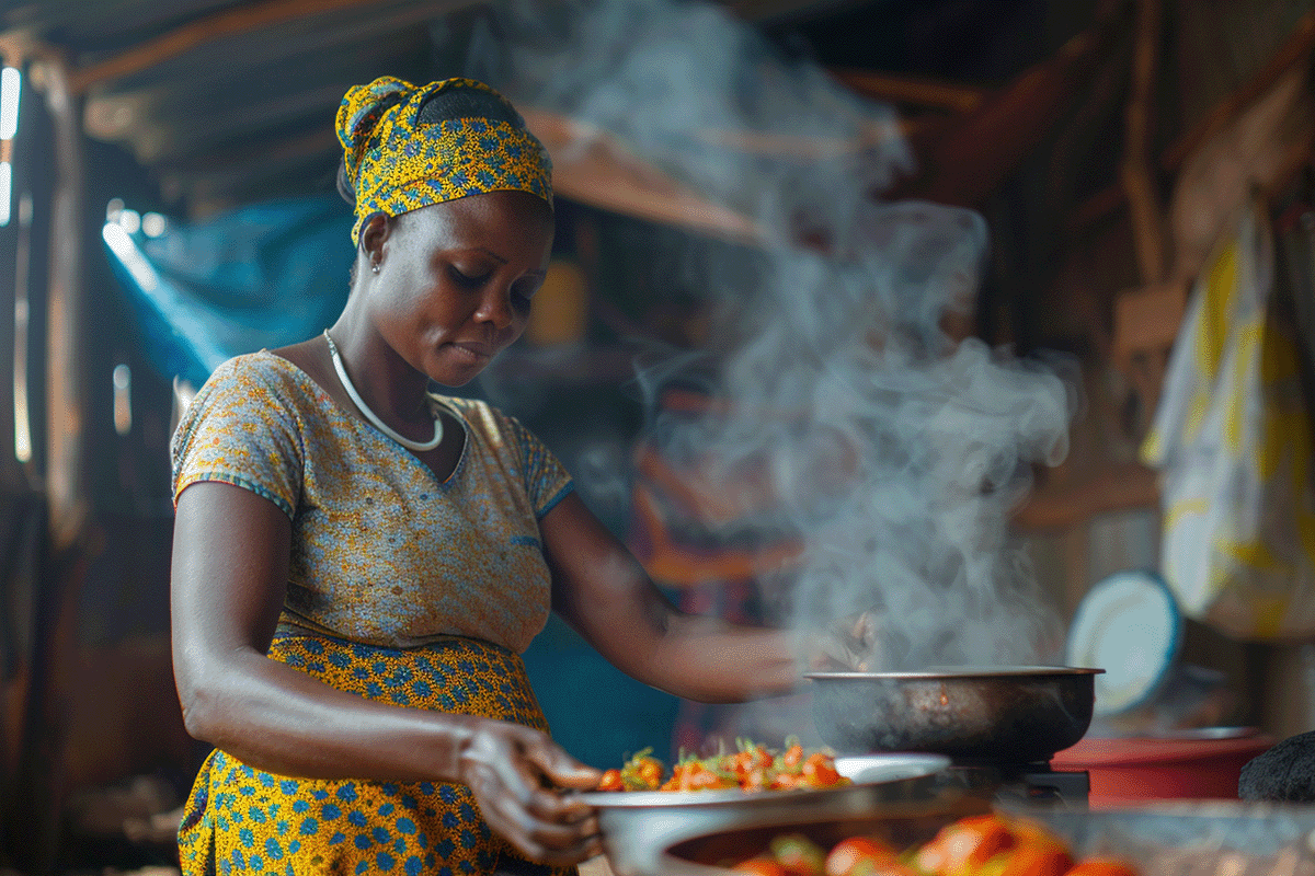 Carbon projects_ their importance and benefits_African woman cooking a meal using an energy-efficient cookstove_visual 8