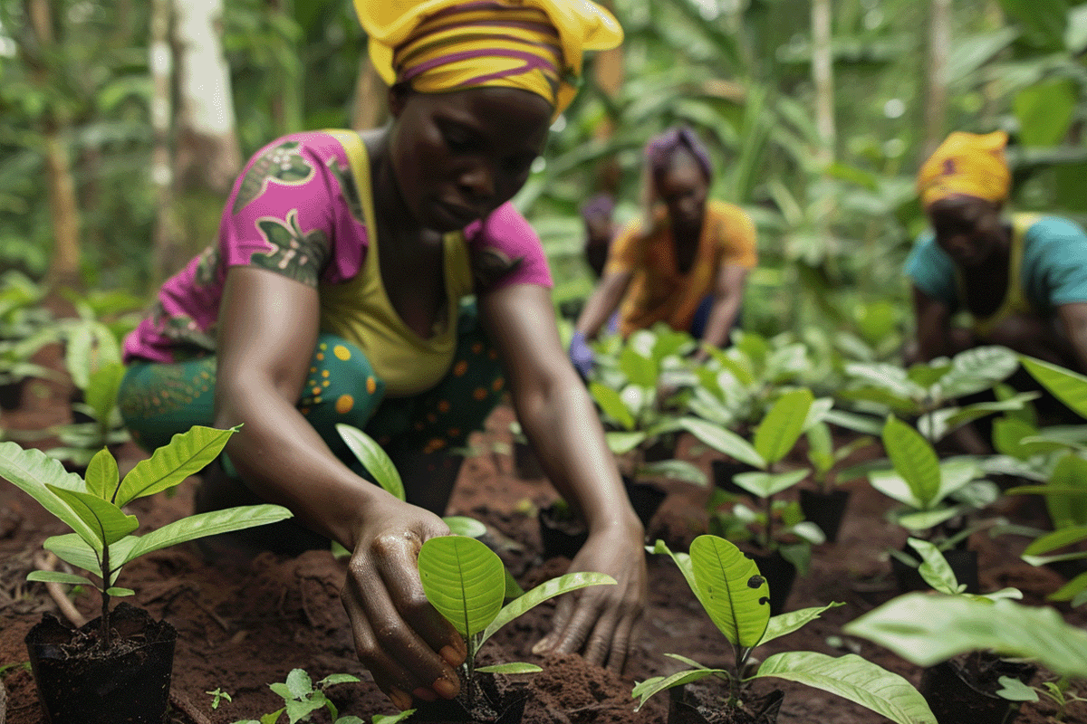 Carbon projects_ their importance and benefits_Local community engaged in tree planting for afforestation in a forest in Kenya_visual 4