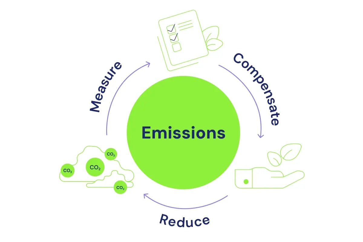 Sustainable impact of carbon credit investment_Illustration of an emissions wheel_visual 2