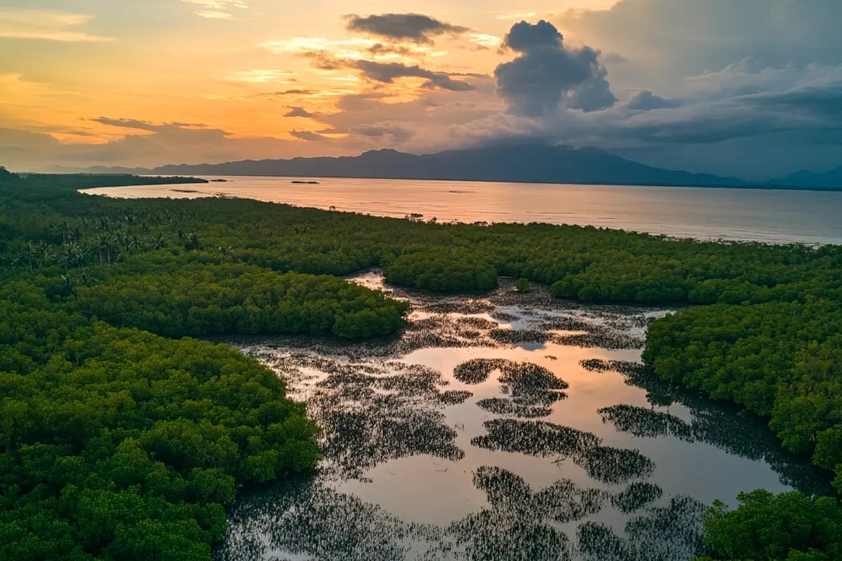 Sustainable impact of carbon credit investment_Landscape view of mangroves forest in Indonesia_visual 10